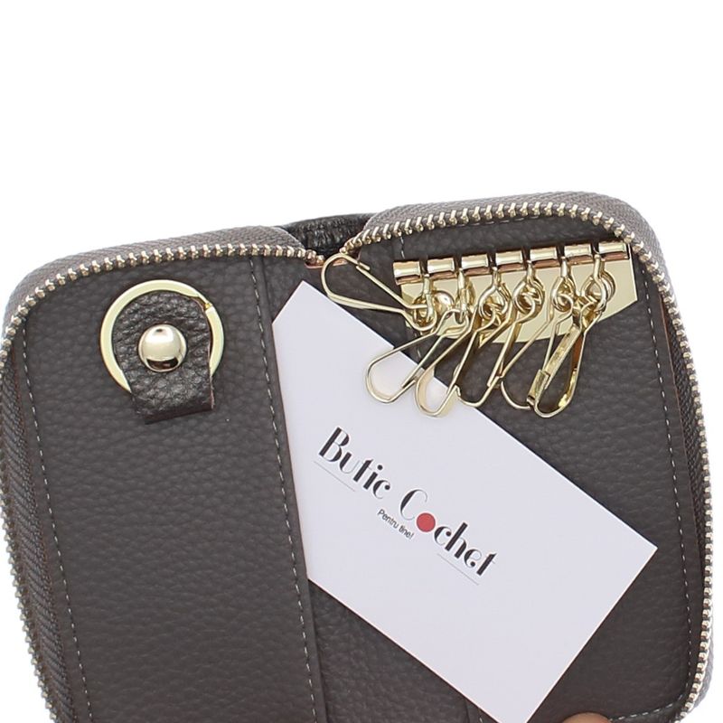 Fashion, accesorii si bijuterii - Femei - Accesorii femei - Portofele femei - Port chei, unisex, Buticcochet, din piele naturala, 6.5x11.5 cm, Gri - PR1109 - Infinity.ro