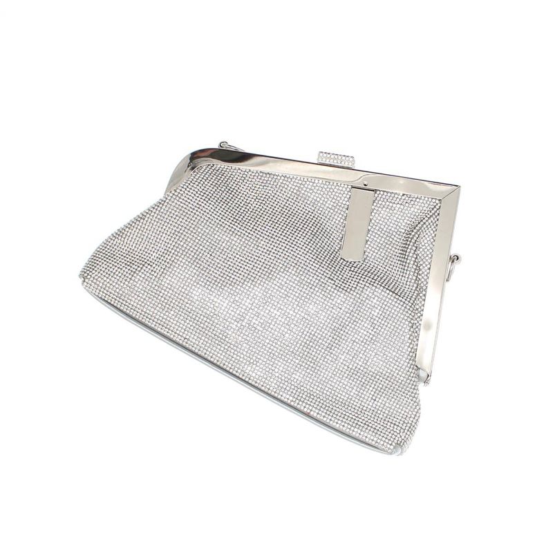 Fashion, accesorii si bijuterii - Femei - Accesorii femei - Genti si rucsacuri femei - Geanta, de dama, din material sintetic, ButicCochet, 23x15x6 cm, cu strasuri, Argintiu - GND845 - Infinity.ro