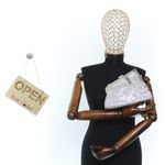 Fashion, accesorii si bijuterii - Femei - Accesorii femei - Genti si rucsacuri femei - Geanta, de dama, din material sintetic, ButicCochet, 23x15x6 cm, cu strasuri, Argintiu - GND845 - Infinity.ro