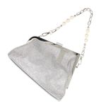 Fashion, accesorii si bijuterii - Femei - Accesorii femei - Genti si rucsacuri femei - Geanta, de dama, din material sintetic, ButicCochet, 23x15x6 cm, cu strasuri, Argintiu - GND845 - Infinity.ro