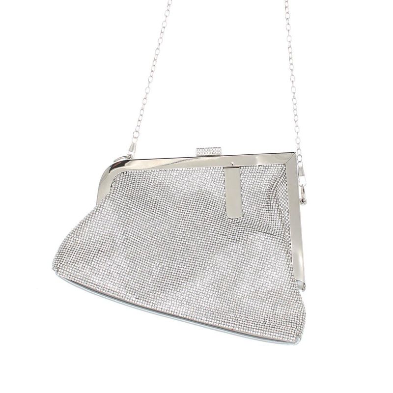 Fashion, accesorii si bijuterii - Femei - Accesorii femei - Genti si rucsacuri femei - Geanta, de dama, din material sintetic, ButicCochet, 23x15x6 cm, cu strasuri, Argintiu - GND845 - Infinity.ro