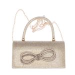 Fashion, accesorii si bijuterii - Femei - Accesorii femei - Genti si rucsacuri femei - Geanta, de dama, din material sintetic, ButicCochet, 20x11x6 cm, cu fundita, Auriu - GND815 - Infinity.ro