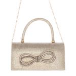 Fashion, accesorii si bijuterii - Femei - Accesorii femei - Genti si rucsacuri femei - Geanta, de dama, din material sintetic, ButicCochet, 20x11x6 cm, cu fundita, Auriu - GND815 - Infinity.ro
