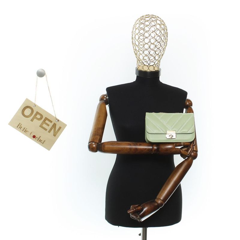 Fashion, accesorii si bijuterii - Femei - Accesorii femei - Genti si rucsacuri femei - Geanta de umar, dama, din material sintetic, ButicCochet, 19x12x6 cm, Verde - GND892 - Infinity.ro