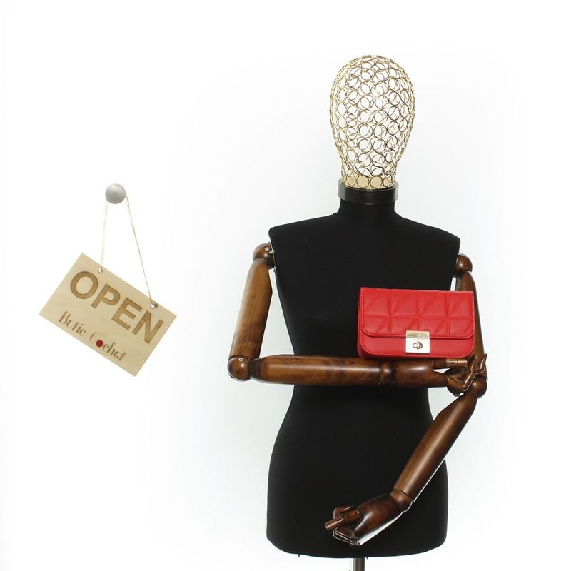 Fashion, accesorii si bijuterii - Femei - Accesorii femei - Genti si rucsacuri femei - Geanta de umar, dama, din material sintetic, ButicCochet, 19x12x6 cm, Rosu - GND907 - Infinity.ro