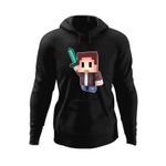 Fashion, accesorii si bijuterii - Barbati - Imbracaminte - Hanorace barbati - Hanorac barbati Minecraft Happy Steve, negru, marime 3XL - Infinity.ro