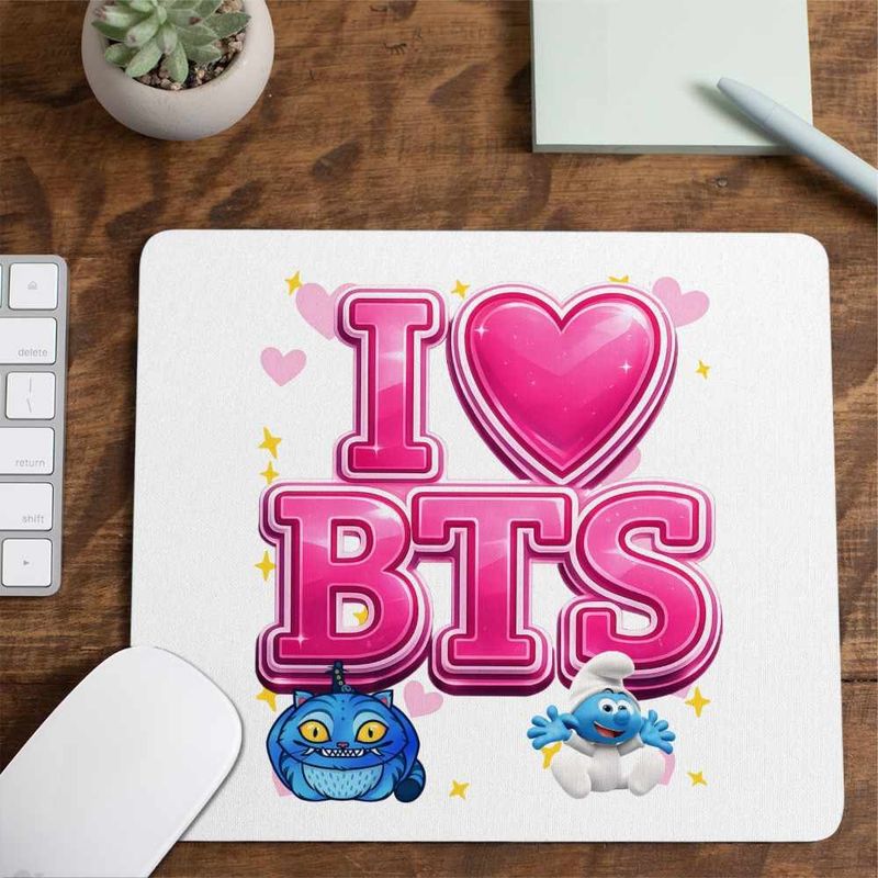 PC, gaming si accesorii - Periferice PC - Mousepad - Mousepad I Love BTS Bangtan K-Pop, 21x19cm - Infinity.ro