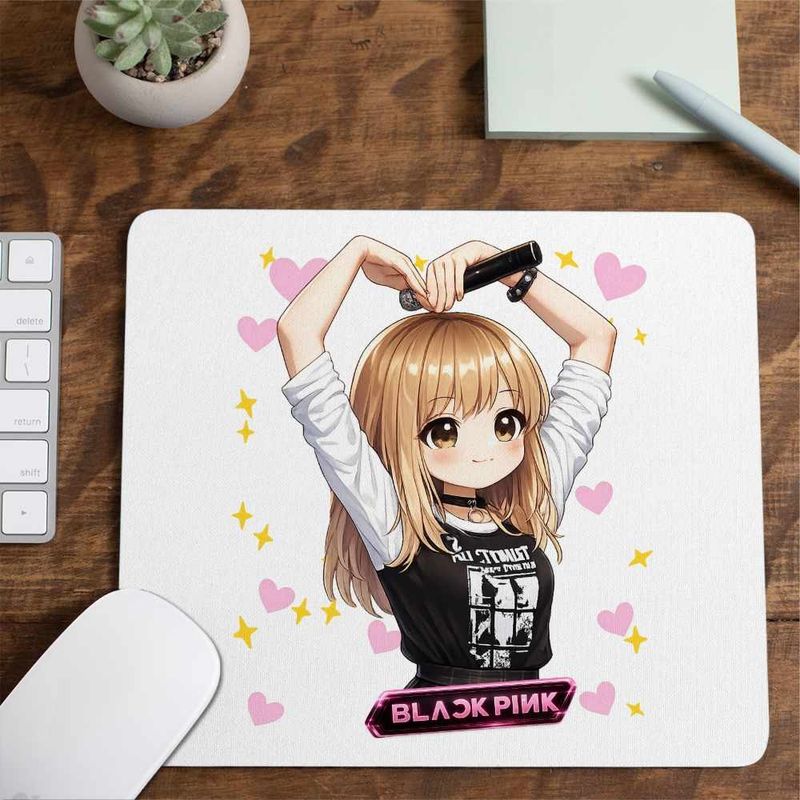 PC, gaming si accesorii - Periferice PC - Mousepad - Mousepad BlackPink Lisa Heart Love Kpop, 21x19cm - Infinity.ro