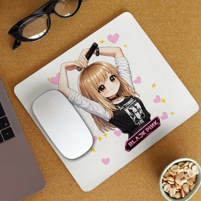 PC, gaming si accesorii - Periferice PC - Mousepad - Mousepad BlackPink Lisa Heart Love Kpop, 21x19cm - Infinity.ro