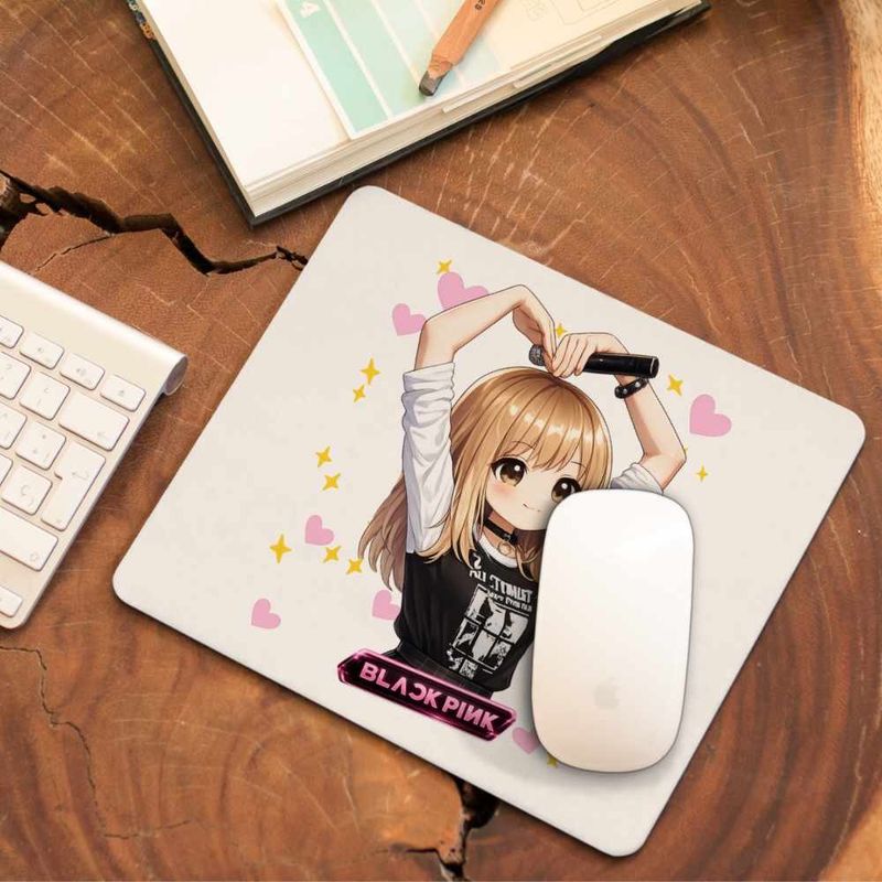 PC, gaming si accesorii - Periferice PC - Mousepad - Mousepad BlackPink Lisa Heart Love Kpop, 21x19cm - Infinity.ro