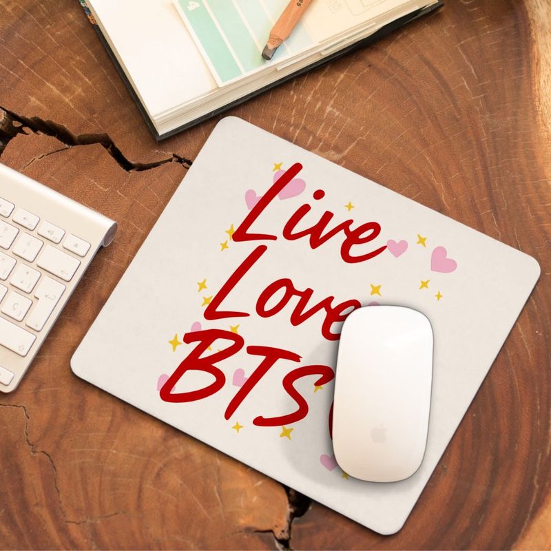 PC, gaming si accesorii - Periferice PC - Mousepad - Mousepad Live Love BTS Bangtan K-Pop, 21x19cm - Infinity.ro