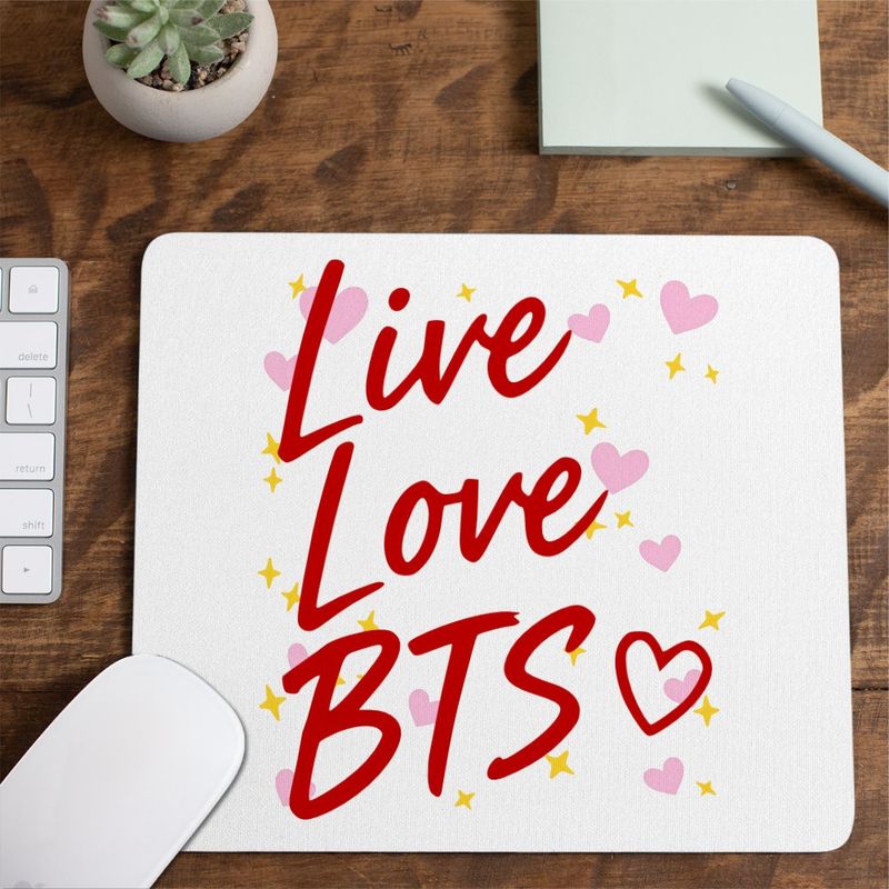 PC, gaming si accesorii - Periferice PC - Mousepad - Mousepad Live Love BTS Bangtan K-Pop, 21x19cm - Infinity.ro