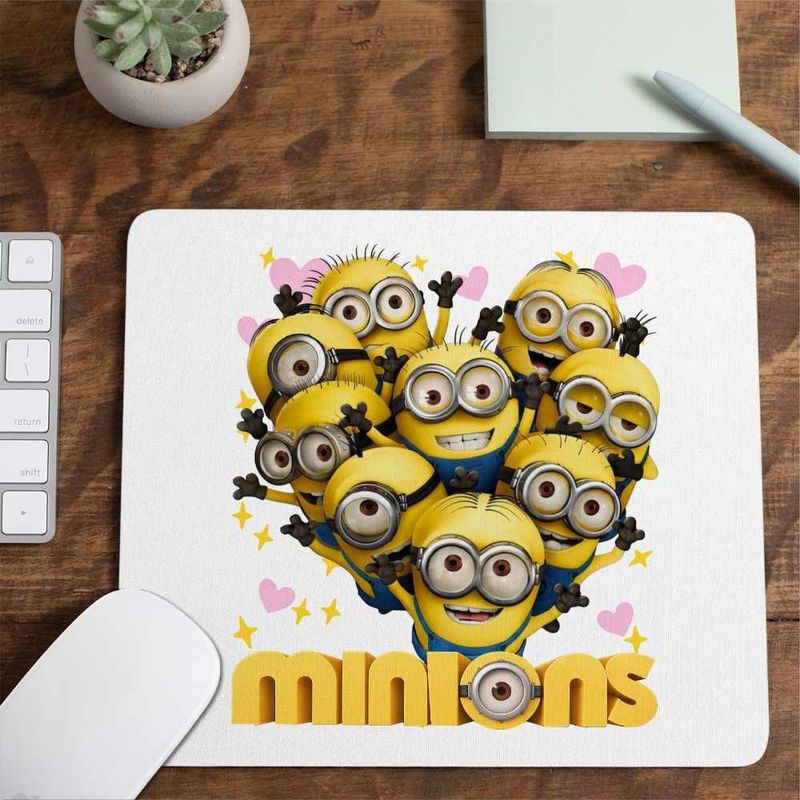 PC, gaming si accesorii - Periferice PC - Mousepad - Mousepad Minions Heart Love Valentines Day Dragobete Minioni, 21x19cm - Infinity.ro