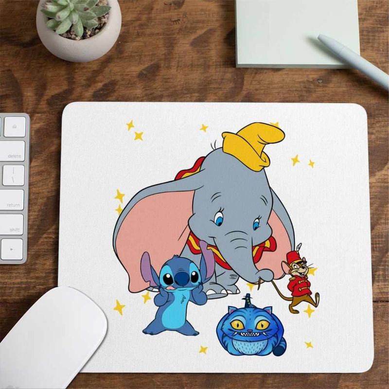 PC, gaming si accesorii - Periferice PC - Mousepad - Mousepad Dumbo Stitch Timothy Soricel Elefant Circ, 21x19cm - Infinity.ro