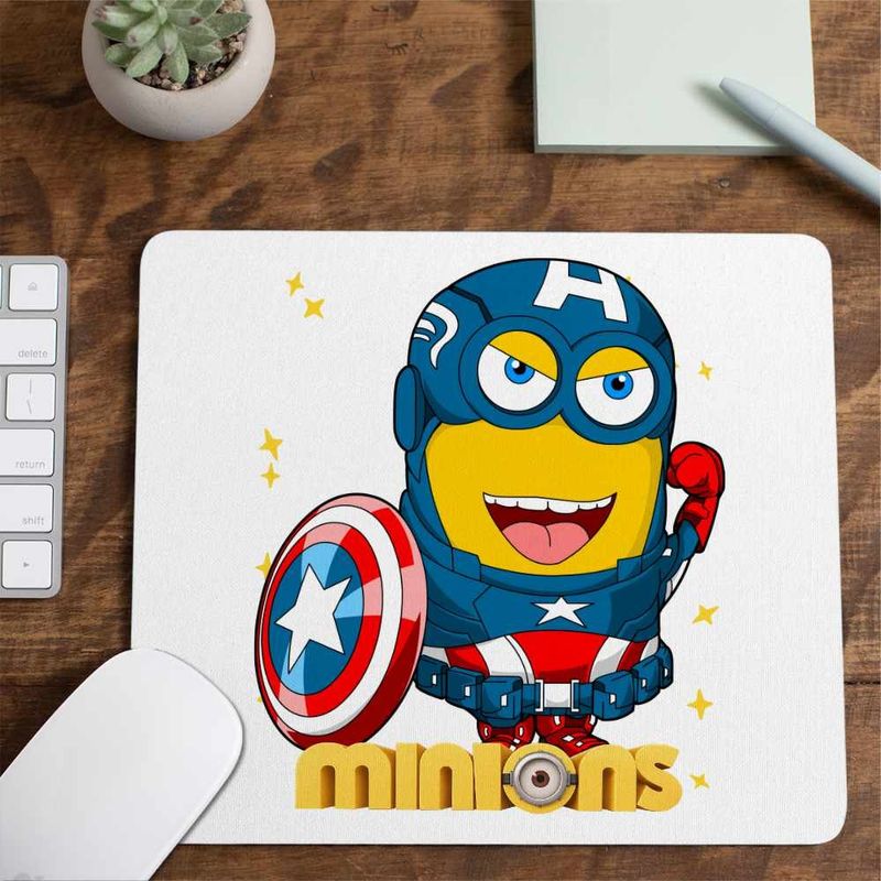 PC, gaming si accesorii - Periferice PC - Mousepad - Mousepad Minions Captain America Despicable, 21x19cm - Infinity.ro