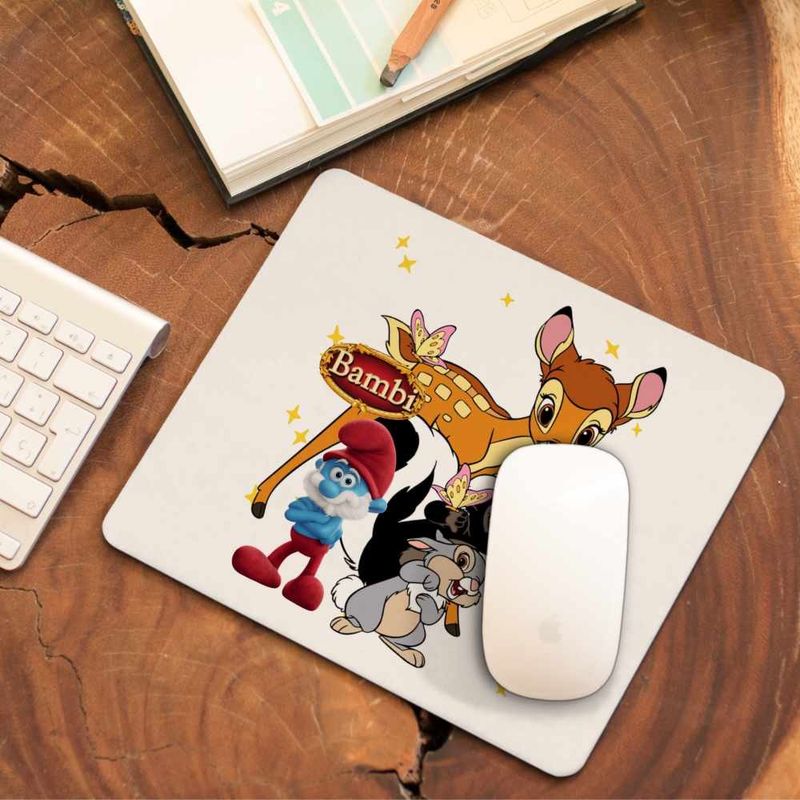PC, gaming si accesorii - Periferice PC - Mousepad - Mousepad Bambi Papa Strumf Flower Thumper Sconcs Padure, 21x19cm - Infinity.ro