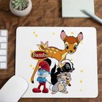 PC, gaming si accesorii - Periferice PC - Mousepad - Mousepad Bambi Papa Strumf Flower Thumper Sconcs Padure, 21x19cm - Infinity.ro