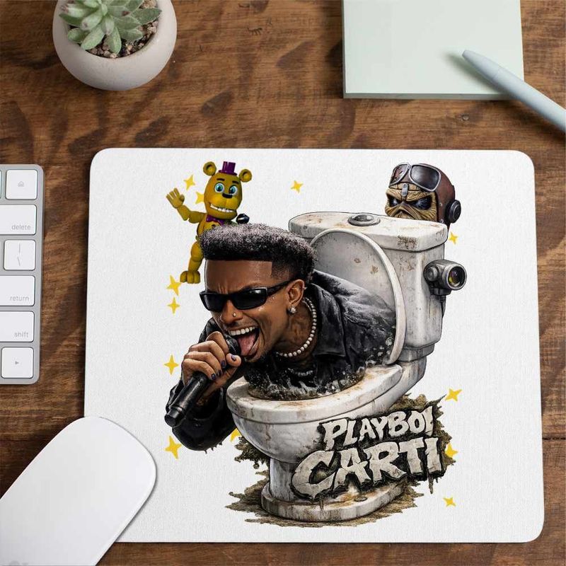 PC, gaming si accesorii - Periferice PC - Mousepad - Mousepad Playboi Carti Skibidi Toilet, 21x19cm - Infinity.ro