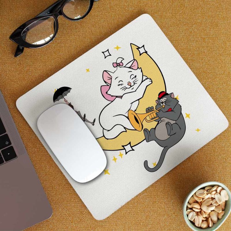 PC, gaming si accesorii - Periferice PC - Mousepad - Mousepad Pisicile Aristocrate Marie Luna Somn Moon, 21x19cm - Infinity.ro