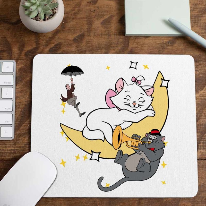 PC, gaming si accesorii - Periferice PC - Mousepad - Mousepad Pisicile Aristocrate Marie Luna Somn Moon, 21x19cm - Infinity.ro