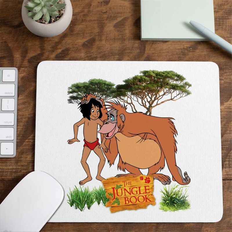 PC, gaming si accesorii - Periferice PC - Mousepad - Mousepad Cartea Junglei Mowgli King Louie, 21x19cm - Infinity.ro