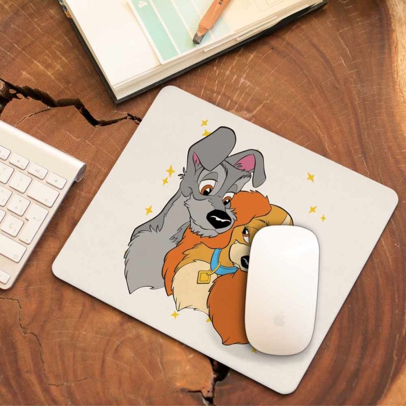 PC, gaming si accesorii - Periferice PC - Mousepad - Mousepad Doamna si Vagabondul Dog Love, 21x19cm - Infinity.ro