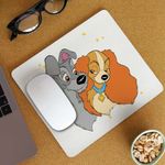 PC, gaming si accesorii - Periferice PC - Mousepad - Mousepad Doamna si Vagabondul Dog Love, 21x19cm - Infinity.ro
