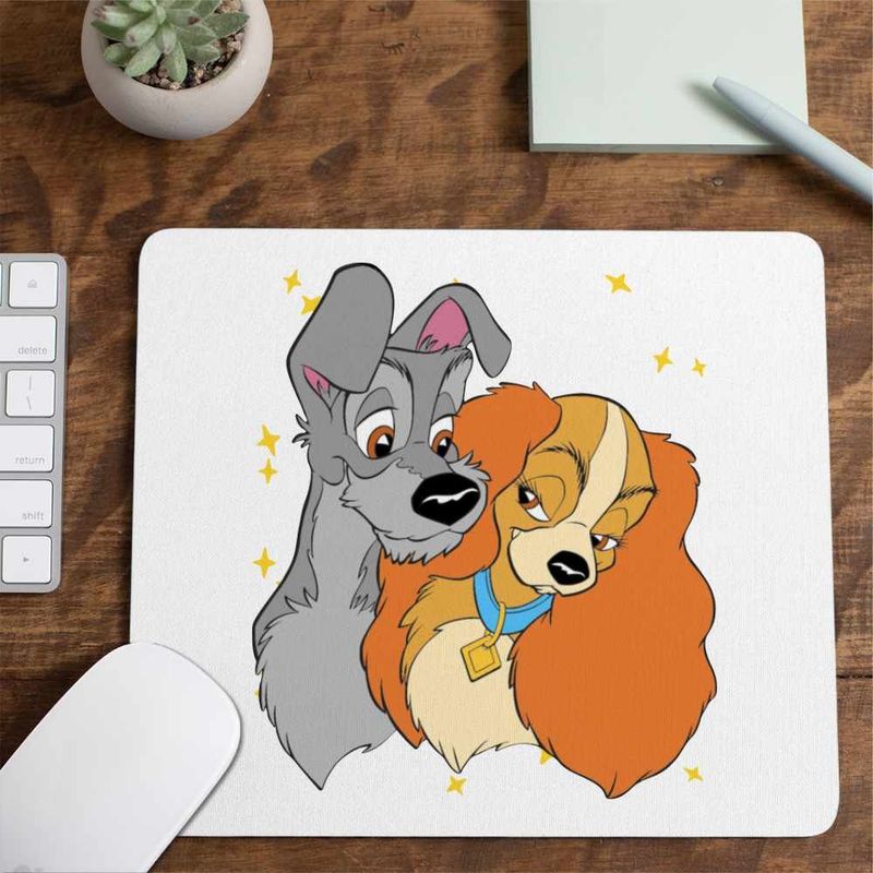 PC, gaming si accesorii - Periferice PC - Mousepad - Mousepad Doamna si Vagabondul Dog Love, 21x19cm - Infinity.ro