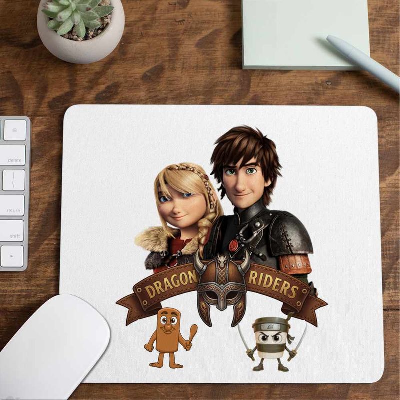 PC, gaming si accesorii - Periferice PC - Mousepad - Mousepad Dragon Riders Hiccup Astrid How to train your dragon, 21x19cm - Infinity.ro