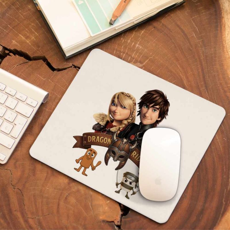 PC, gaming si accesorii - Periferice PC - Mousepad - Mousepad Dragon Riders Hiccup Astrid How to train your dragon, 21x19cm - Infinity.ro