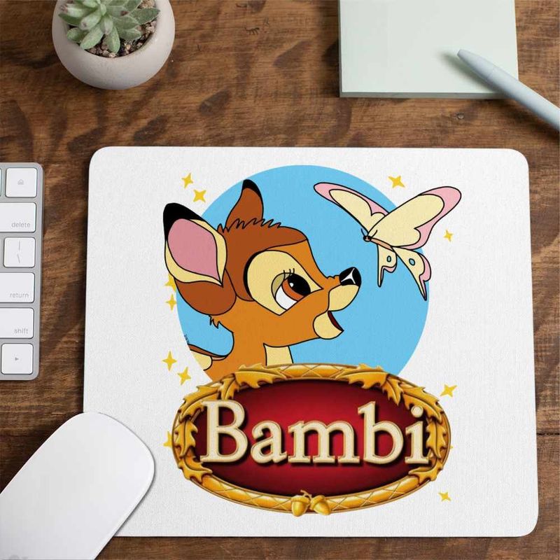 PC, gaming si accesorii - Periferice PC - Mousepad - Mousepad Bambi Fluturas Natura Caprioara, 21x19cm - Infinity.ro