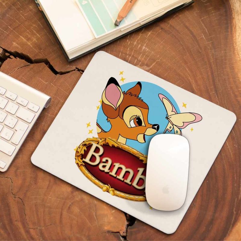 PC, gaming si accesorii - Periferice PC - Mousepad - Mousepad Bambi Fluturas Natura Caprioara, 21x19cm - Infinity.ro