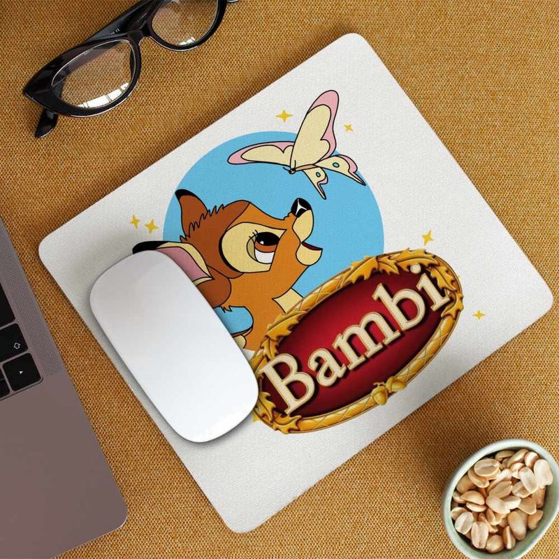 PC, gaming si accesorii - Periferice PC - Mousepad - Mousepad Bambi Fluturas Natura Caprioara, 21x19cm - Infinity.ro