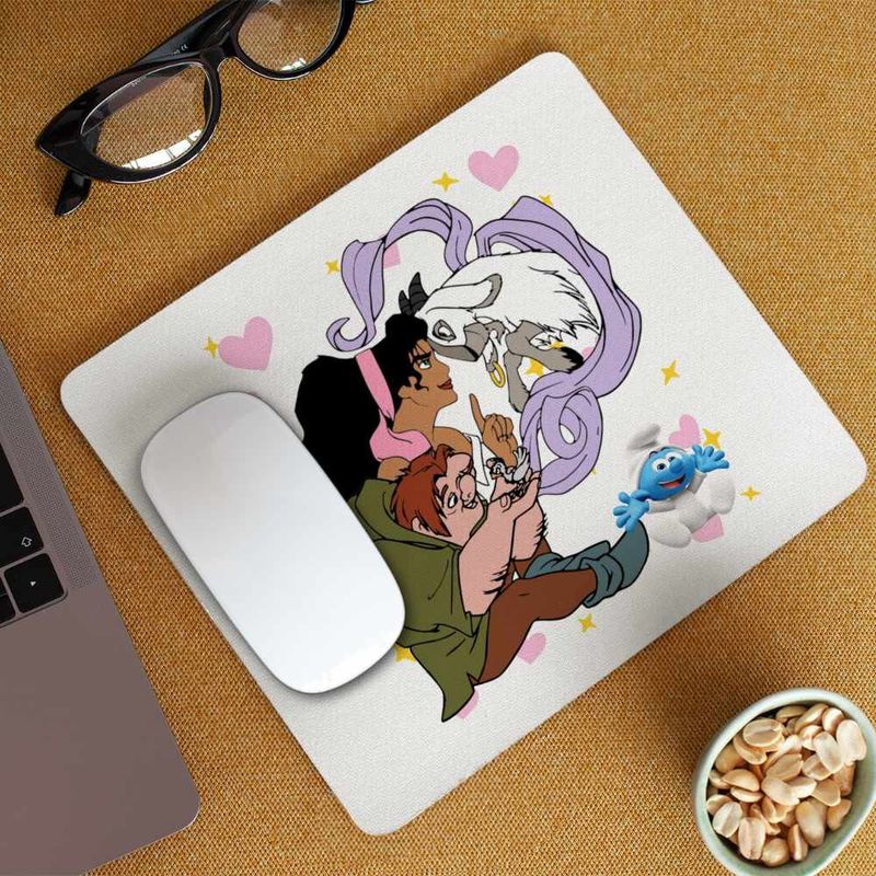PC, gaming si accesorii - Periferice PC - Mousepad - Mousepad Cocosatul de la Notre-Dame Quasimodo Esmeralda Djali, 21x19cm - Infinity.ro