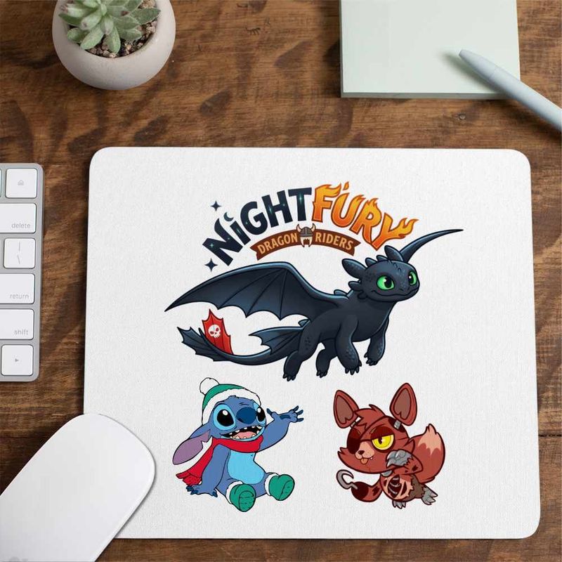PC, gaming si accesorii - Periferice PC - Mousepad - Mousepad Night Fury Toothless How to train your dragon, 21x19cm - Infinity.ro