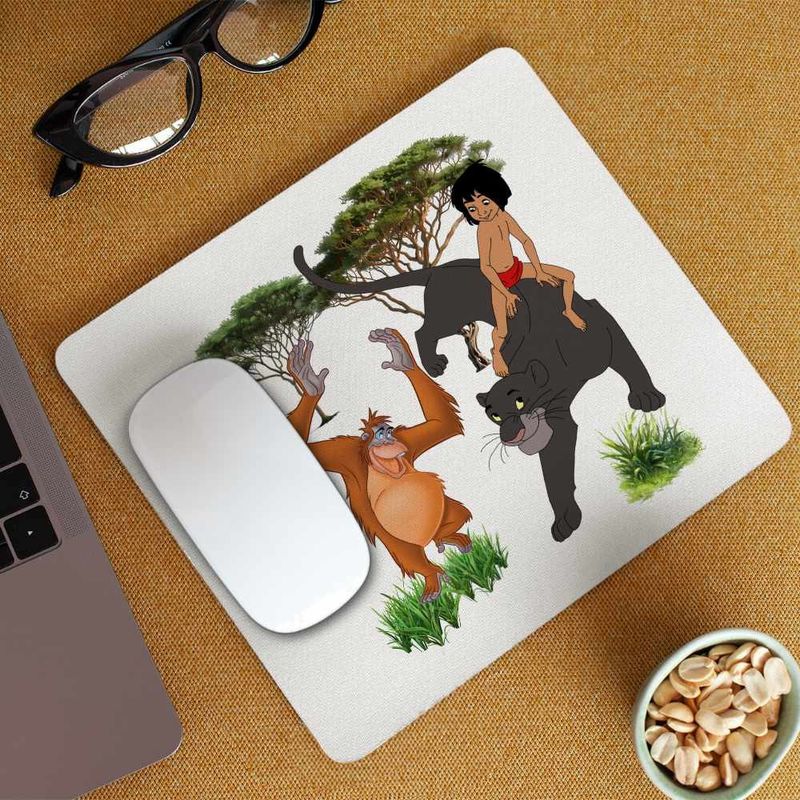 PC, gaming si accesorii - Periferice PC - Mousepad - Mousepad Cartea Junglei Bagheera Mowgli King Louie, 21x19cm - Infinity.ro