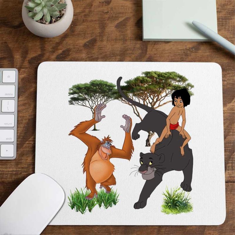 PC, gaming si accesorii - Periferice PC - Mousepad - Mousepad Cartea Junglei Bagheera Mowgli King Louie, 21x19cm - Infinity.ro