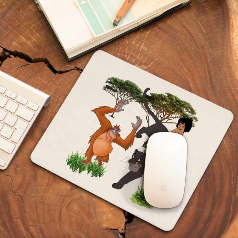 PC, gaming si accesorii - Periferice PC - Mousepad - Mousepad Cartea Junglei Bagheera Mowgli King Louie, 21x19cm - Infinity.ro