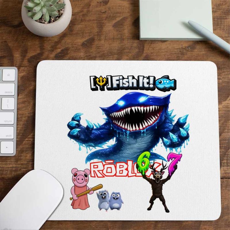 PC, gaming si accesorii - Periferice PC - Mousepad - Mousepad Roblox Fish it Huggy Wuggy Sea Monster Pescar, 21x19cm - Infinity.ro
