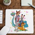 PC, gaming si accesorii - Periferice PC - Mousepad - Mousepad Bambi Zootopia Iepuras Sarpe Vulpe, 21x19cm - Infinity.ro