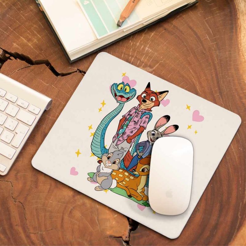 PC, gaming si accesorii - Periferice PC - Mousepad - Mousepad Bambi Zootopia Iepuras Sarpe Vulpe, 21x19cm - Infinity.ro