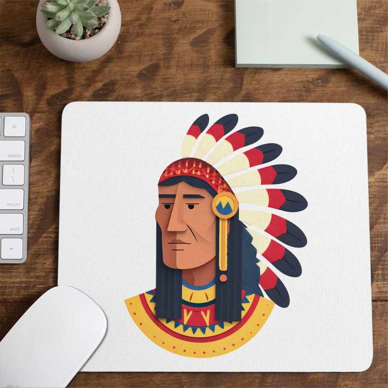 PC, gaming si accesorii - Periferice PC - Mousepad - Mousepad Native American Chief Pene, 21x19cm - Infinity.ro