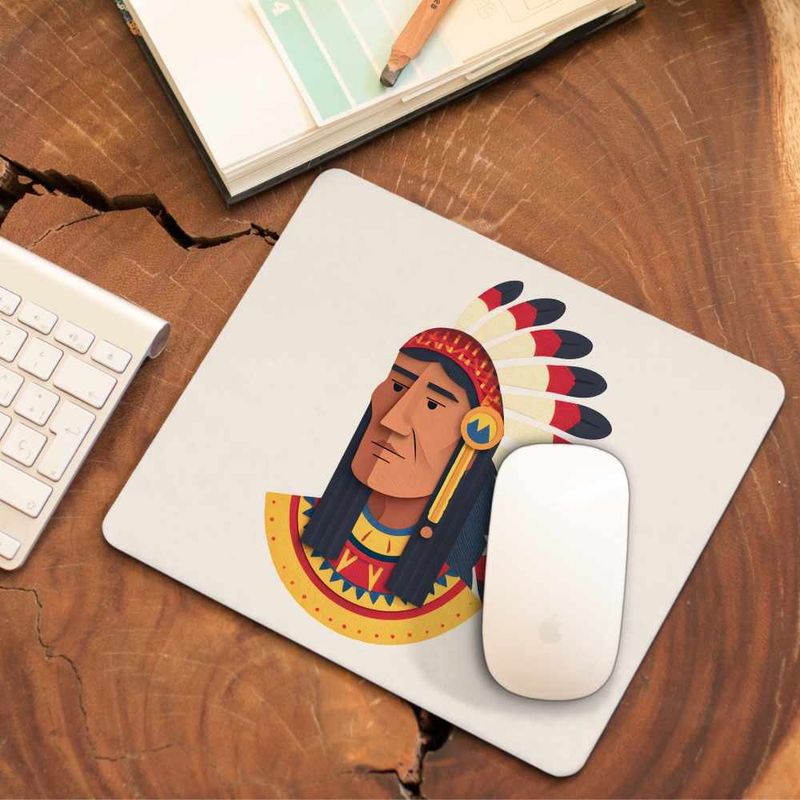 PC, gaming si accesorii - Periferice PC - Mousepad - Mousepad Native American Chief Pene, 21x19cm - Infinity.ro
