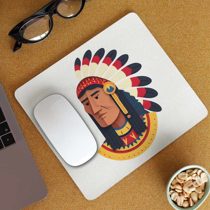PC, gaming si accesorii - Periferice PC - Mousepad - Mousepad Native American Chief Pene, 21x19cm - Infinity.ro