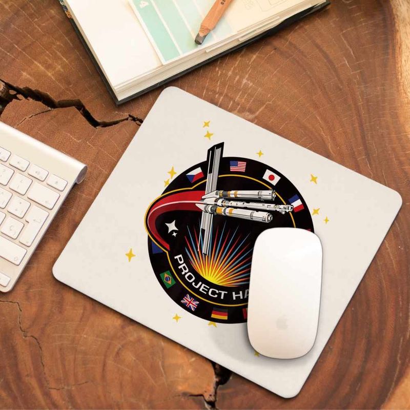 PC, gaming si accesorii - Periferice PC - Mousepad - Mousepad Project Hail Mary Spaceship Mission Badge, 21x19cm - Infinity.ro