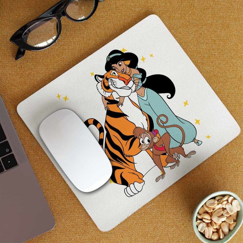 PC, gaming si accesorii - Periferice PC - Mousepad - Mousepad Aladdin Jasmine Abu Rajah Tigru Imperial, 21x19cm - Infinity.ro