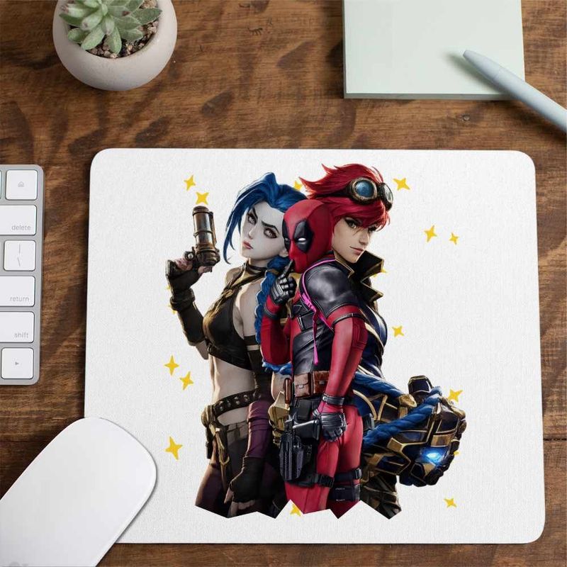 PC, gaming si accesorii - Periferice PC - Mousepad - Mousepad Jinx Vi Deadpool Arcane Runeterra, 21x19cm - Infinity.ro
