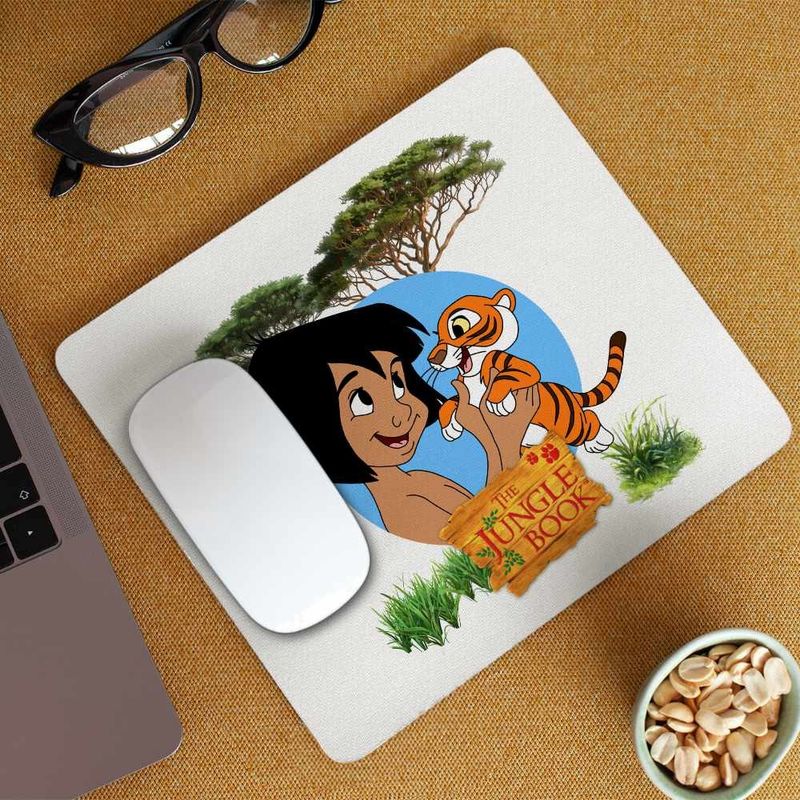 PC, gaming si accesorii - Periferice PC - Mousepad - Mousepad Cartea Junglei Mowgli Baby Tiger, 21x19cm - Infinity.ro