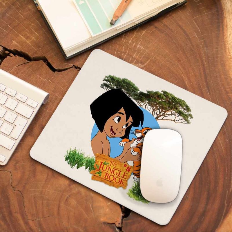 PC, gaming si accesorii - Periferice PC - Mousepad - Mousepad Cartea Junglei Mowgli Baby Tiger, 21x19cm - Infinity.ro