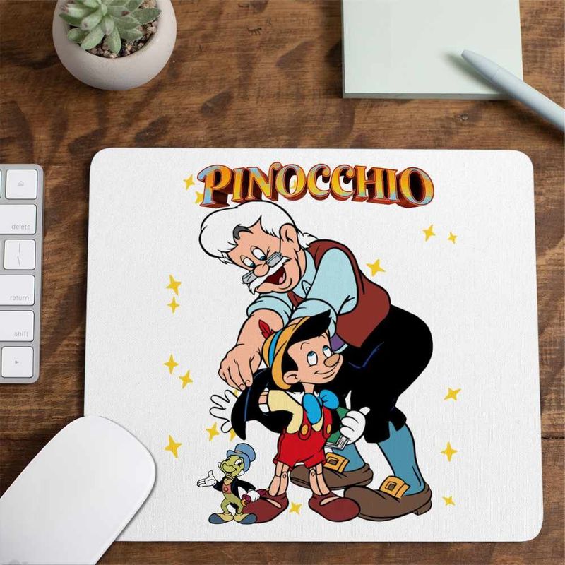 PC, gaming si accesorii - Periferice PC - Mousepad - Mousepad Pinocchio Geppetto Jiminy, 21x19cm - Infinity.ro